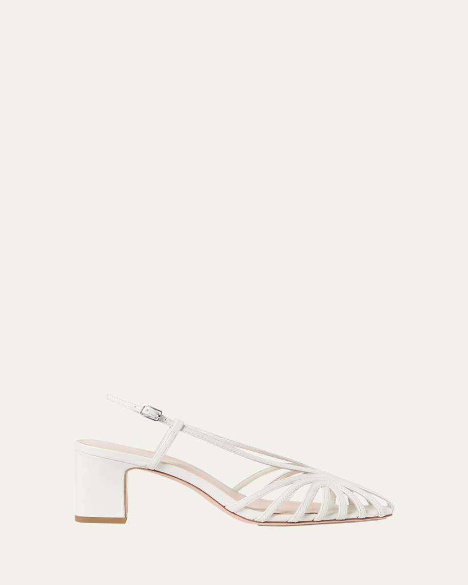 Livvy Priscilla Leather Slingback Block-Heel Sandals